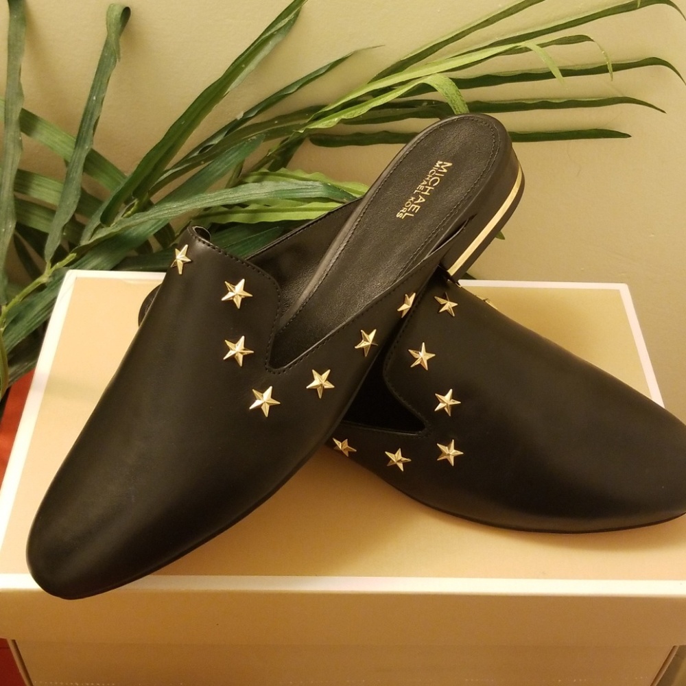 NEW Michael Kors Gold Star Stud Slides